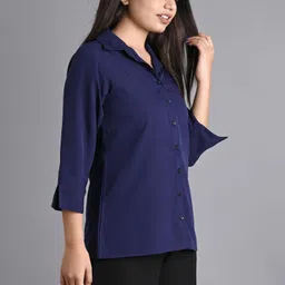 rahul traders Women Regular Fit Solid Button Down Collar Casual Shirt image 3