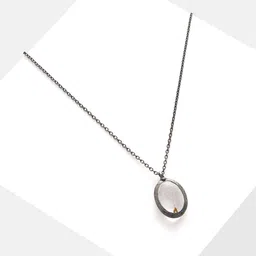 SOHI Silver-Plated Oval Shaped Pendant With Chain image 2