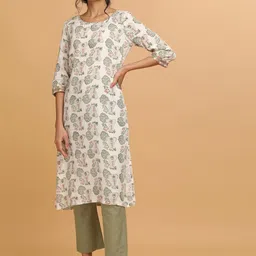 folk song W The Folksong Collection Women Hand Block Print Kurta-picture-15
