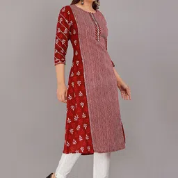 KANNAHI Ethnic Motifs Printed Round Neck Pure Cotton A-Line Kurta image 3