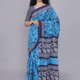 clothonus Tie and Dye Block Printed Saree-image-0