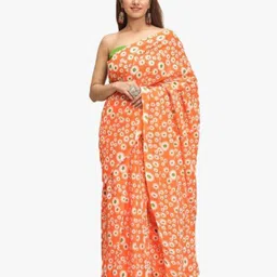 clothonus Floral Printed Pure Cotton Ikat Saree-image-45