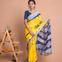 JAIPURI BLOCK PRINT Tie and Dye Pure Cotton Block Print Saree-picture-36