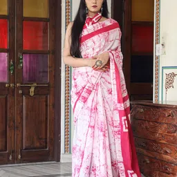clothonus Tie And Dye Pure Cotton Block Print Saree-image-13