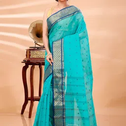 DipDiya Ethnic Motifs Woven Design Pure Cotton Zari Taant Saree-picture-35