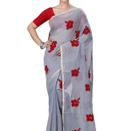 DipDiya Floral Printed Taant Zari Saree-image-15