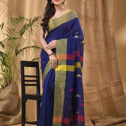 DESH BIDESH Geometric Woven Design Pure Cotton Taant Saree-picture-1