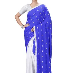 PuJoy Floral Embroidered Pure Cotton Taant Saree-image-62