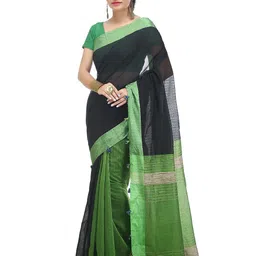 BENGAL HANDLOOM Colourblocked Zari Taant Saree-image-99