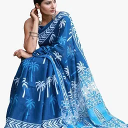 clothonus Batik Printed Pure Cotton Block Print Saree image 3