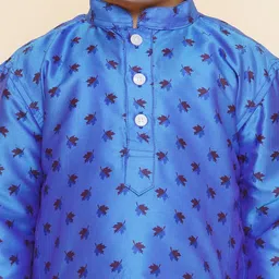 Sethukrishna Boys Floral Printed Mandarin Collar Straight Kurta With Pyjamas image 2