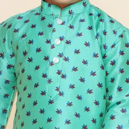 Sethukrishna Boys Floral Printed Mandarin Collar Straight Kurta With Pyjamas image 2