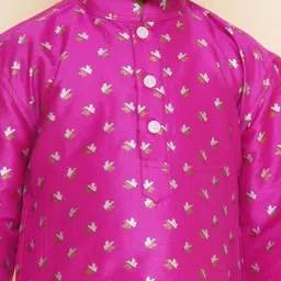 Sethukrishna Boys Floral Printed Mandarin Collar Straight Kurta With Pyjamas image 2