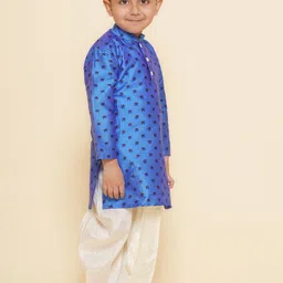 Sethukrishna Boys Mandarin Collar Long Sleeves Floral Printed Kurta with Dhoti Pant image 4