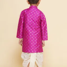 Sethukrishna Boys Floral Printed Mandarin Collar Kurta with Dhoti Pants image 5