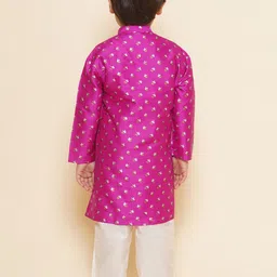Sethukrishna Boys Floral Printed Mandarin Collar Straight Kurta With Pyjamas image 5