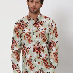 Mufti Slim Fit Floral Printed Pure Cotton Casual Shirt-picture-29