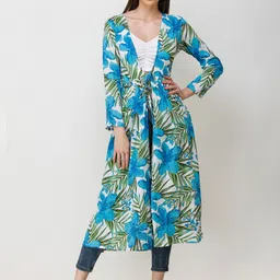 MINOS Floral Printed Longline Tie-Up Shrug image 5