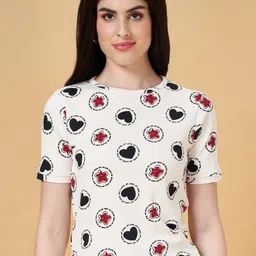 People Ribbed Conversational Printed Fitted Top-image-24