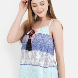 Aditi Wasan Floral Printed Shoulder Straps Embroidered Styled Back Top image 4