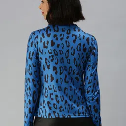 SHOWOFF Blue Animal Print Top image 5