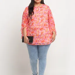 plusS Floral Printed Longline Top image 5