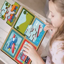 Mini Leaves Kids 4 Pieecs Chunky Vehicle Puzzle Development Toys image 5