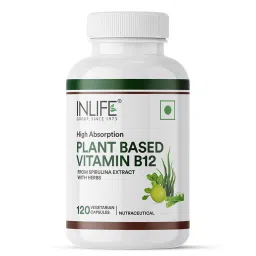 INLIFE Plant Based Vitamin B12 Supplements for Men & Women - Boost Energy, Support Nervous System & Brain Function | Vegan Superfood Formula | B12 from Spirulina Extract - 120 Veg Capsules image 2