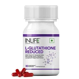 INLIFE L-Glutathione Reduced 500mg | Grape Seed Extract, Vitamin C, Hyaluronic Acid, Niacinamide, Vitamin E, Lycopene & Biotin | Antioxidant Complex for Skin & Immune Support - 30 Vegetarian Capsules-picture-34