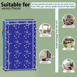 zofiy 5 Shelf Foldable Collapsible Wardrobe Storage Organizer Almirah Cloth Rack PP Collapsible Wardrobe image 3