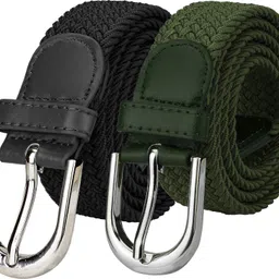 zoro Men Casual, Party, Evening Green, Black Canvas Belt-picture-14