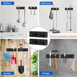 jialto Black Stainless Steel Broom Holder image 4