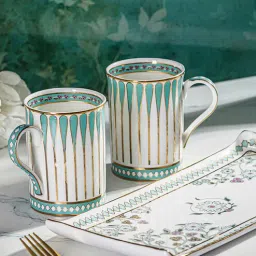 trovea's Seaside Bloom 24K Gold Plated Mugs And Tray Set (Pack Of 3)-picture-24