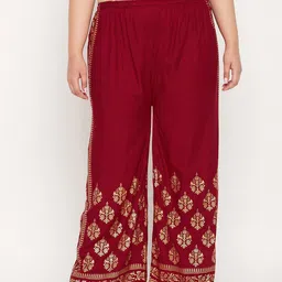 CLORA CREATION PLUS Women Mid-Rise Ethnic Motifs Printed Flared Palazzos image 1