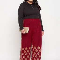 CLORA CREATION PLUS Women Mid-Rise Ethnic Motifs Printed Flared Palazzos image 5