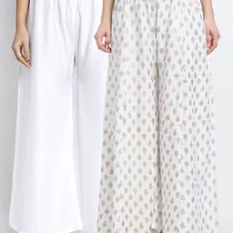 GRACIT Women Pack Of 2 White Knitted Ethnic Palazzos-picture-20