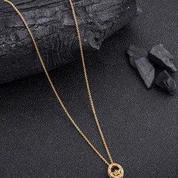 DressBerry Gold Plated Stones Studded King Taj Shape Pendant & Chain image 1
