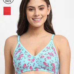 Friskers Pack Of 2 Red & Blue Floral Balconette Bra 2O-312-03-313-20-30-picture-22