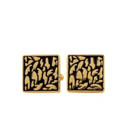 PELUCHE Gold-Toned & Black Leopard Style Cufflink image 1