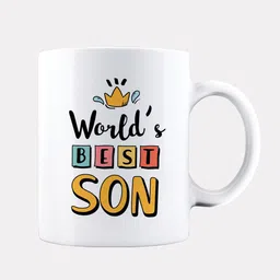 Oye Happy White & Yellow World's Best Son Printed Ceramic Glossy Mugs image 5