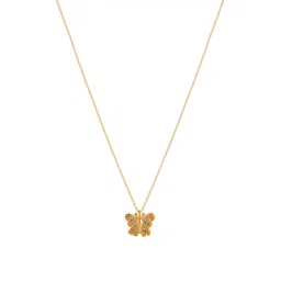 DressBerry Gold-Plated Butterfly-Shaped Stone-Studded Pendant & Chain image 3