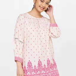 Global Desi Pink Ethnic Motifs Printed Top-image-62
