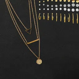 Jewels Galaxy Set of 20 Gold Plated Layered Necklace & Contemporary Earrings Set image 1