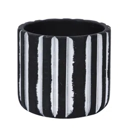 TAYHAA Black & White Linear Design Ceramic Planter image 5