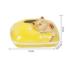 TAYHAA Yellow & White Kitten Pillow Design Ceramic Planter image 2