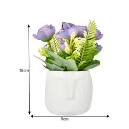 TAYHAA Purple Artificial Flowers With White Modern Planter Pot image 4