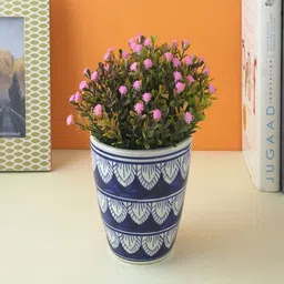 The Decor Mart Blue & White Textured Ceramic Planter image 3