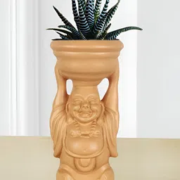 LASAKI Bronze Textured Laughing Buddha Ceramic Planters image 2