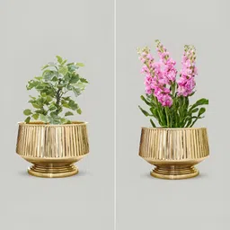 BEHOMA Yellow Fluted Pedestal Bowl Planter image 5