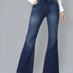 flying machine Women Flared Mid Rise Blue Jeans-picture-26
